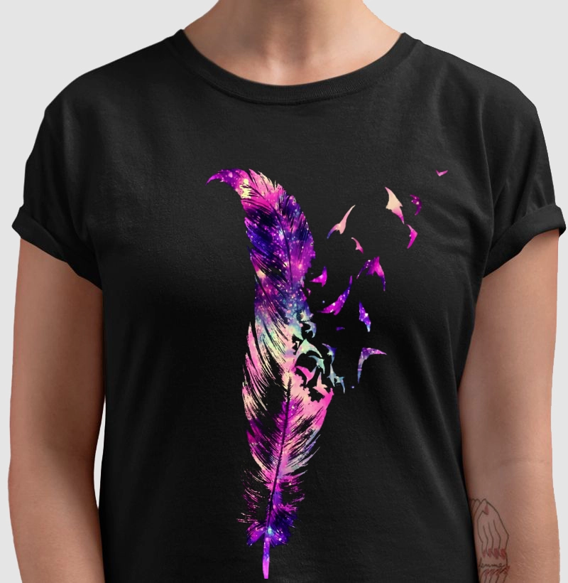 Feather fluttering birds freeing themselves