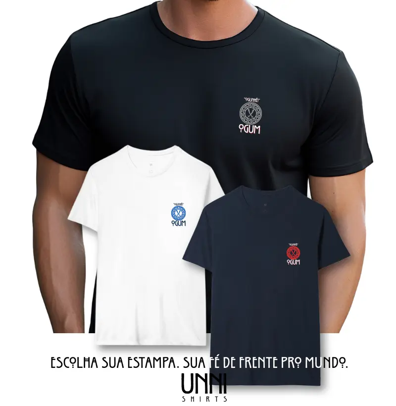 Camiseta Bls Ogunhê Ogum Sombreada Preta Masc.
