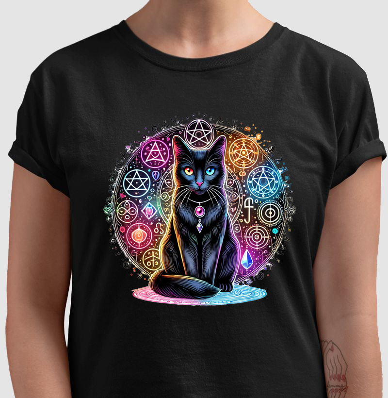 Camisa Gato Preto Protetor Colorido