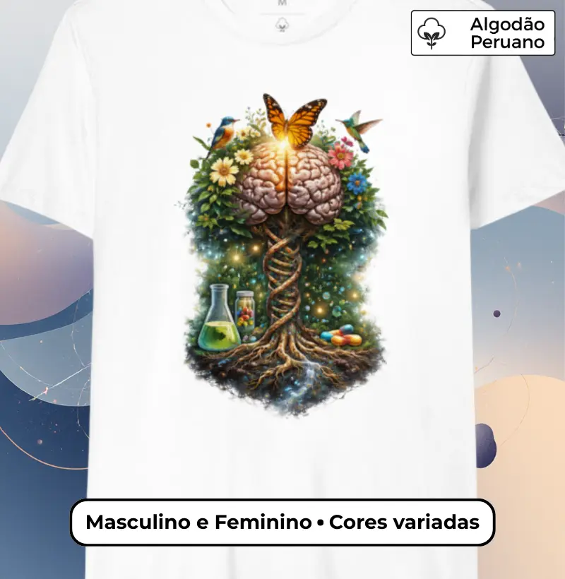 Camiseta "Neuro-Ecossistema: A Raiz do Saber".