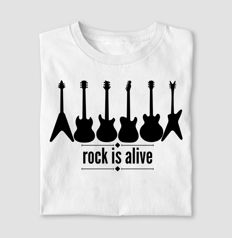 guitarra rock is alive (estampa preta)