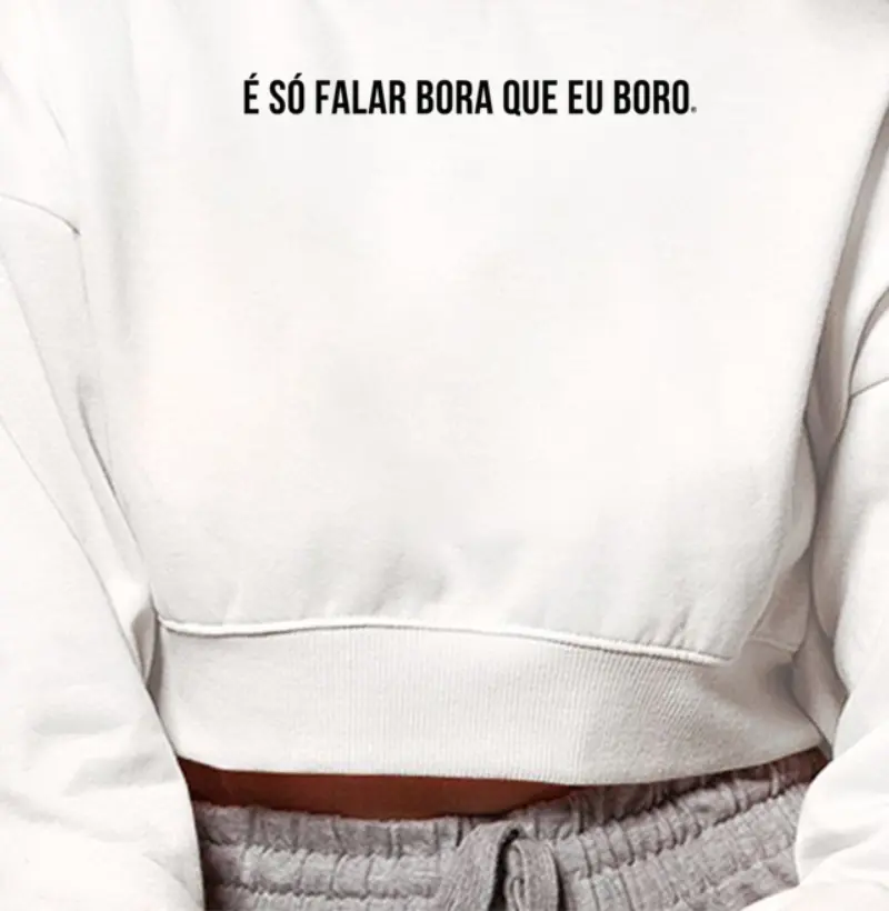 Cropped Moletom É só falar bora que eu boro