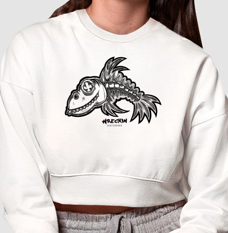 Cropped Peixe Esqueleto