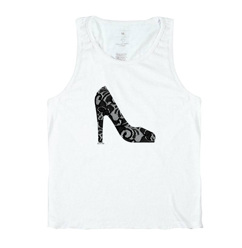 Scarpin renda fake preta