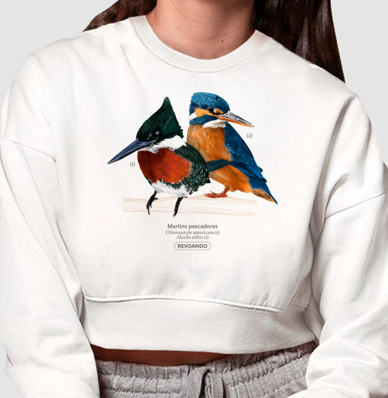 Inky Aves - Martins pescadores - Moletom Cropped