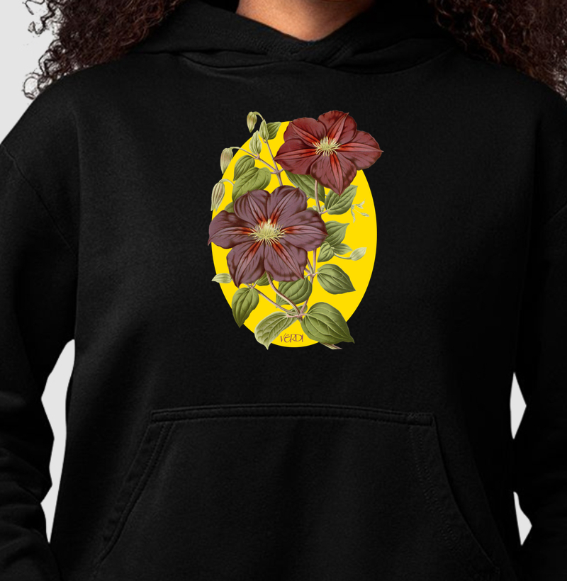 Flor vermelha e fundo amarelo