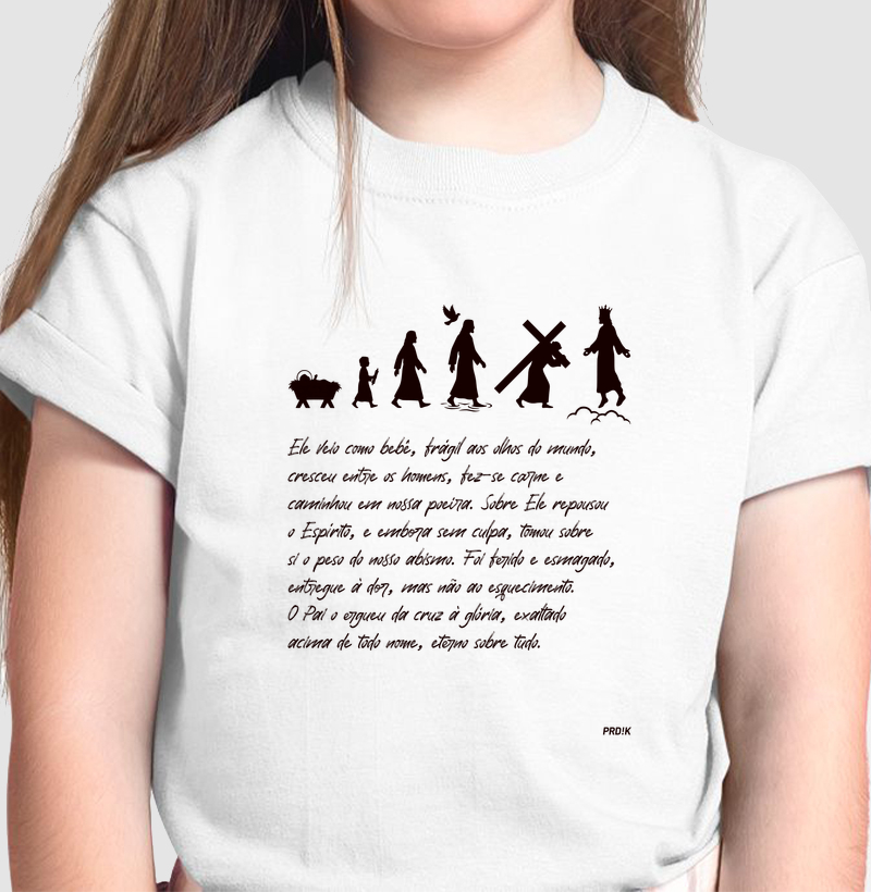 Camiseta Infantil com Estampa - A Evolução de Jesus