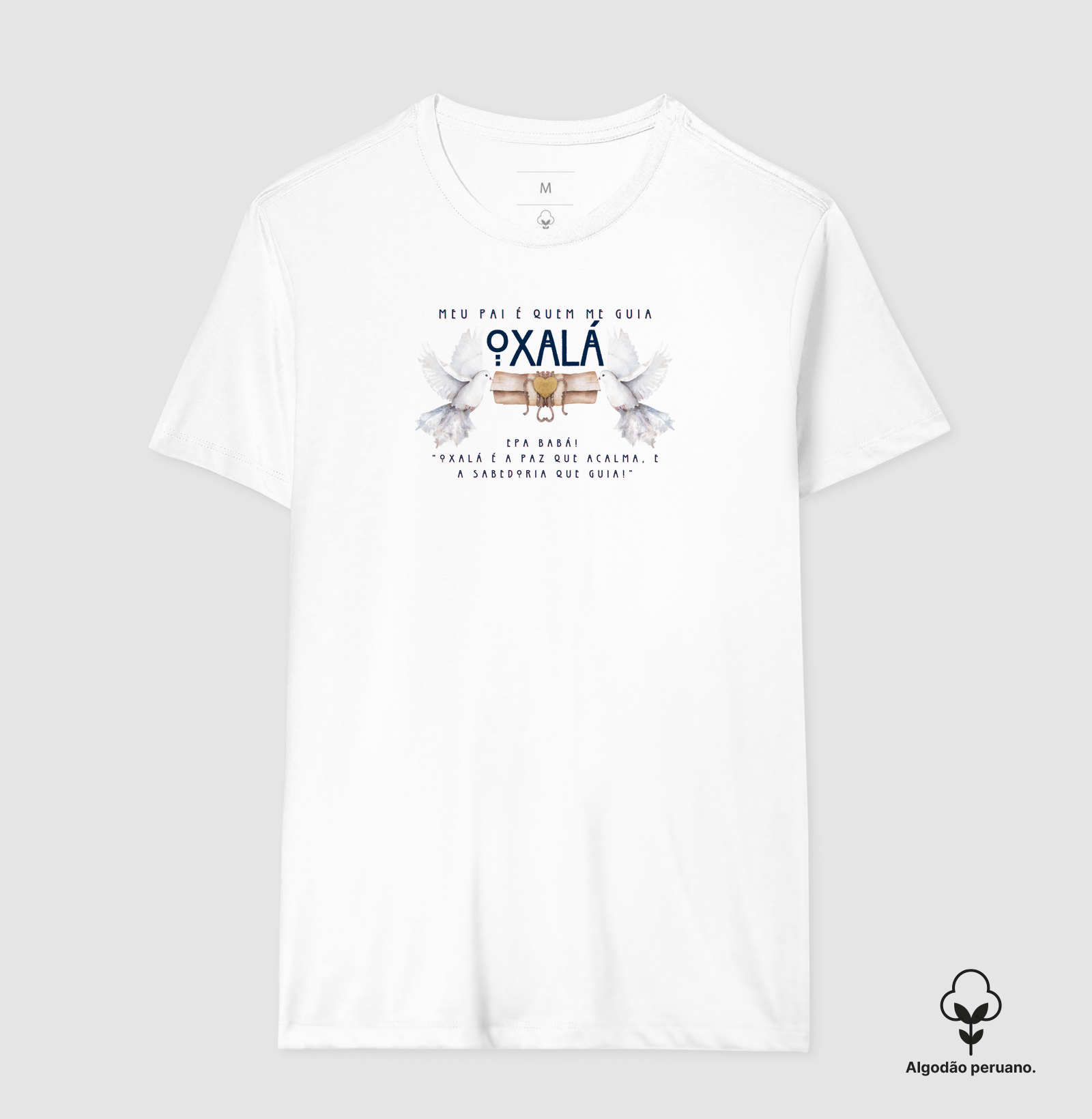 Estampa Oxalá 2 Pombas Branco Masc.