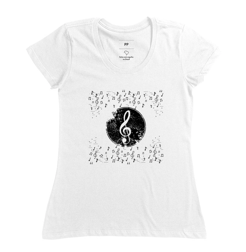 camiseta notas musicais
