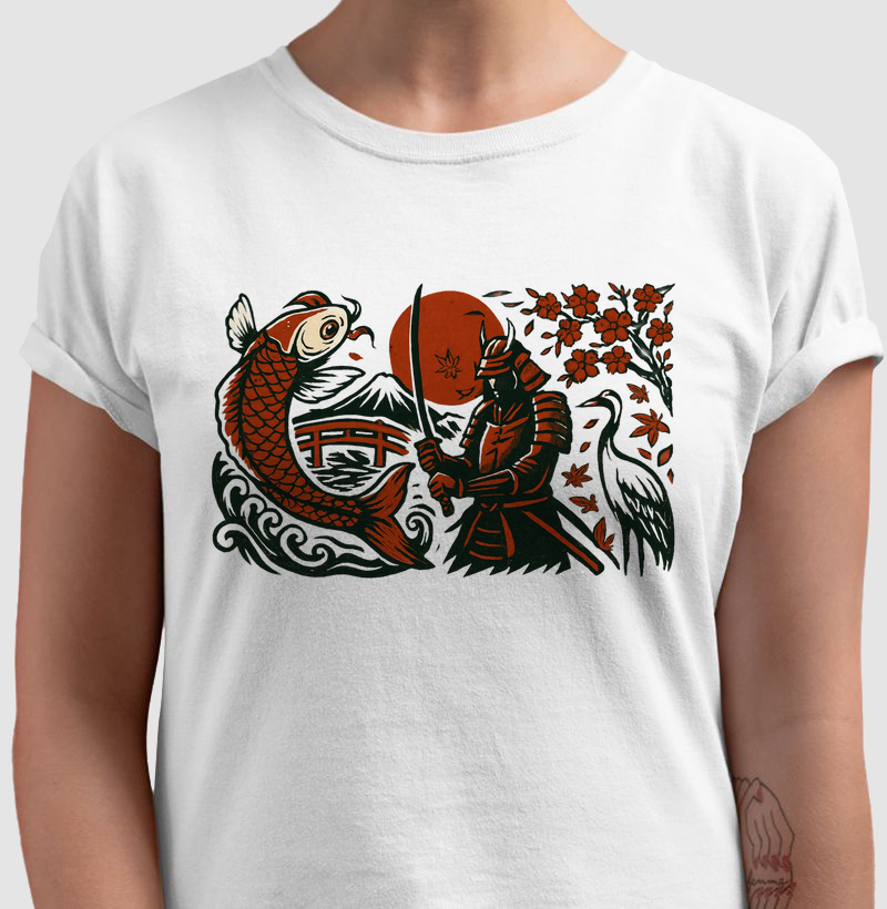 Estampa: 🎴 Koi & Samurai — Força, Destino e Tradição