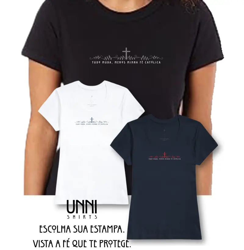 Estampa Fé Católica Preta Fem.