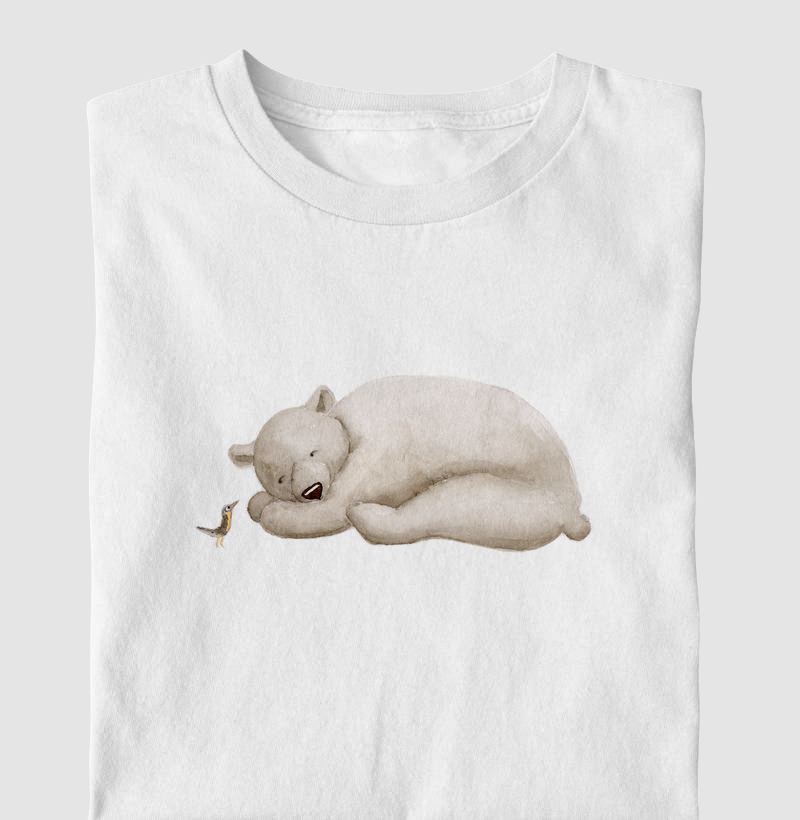 Camiseta Infantil O Urso e o Pássaro