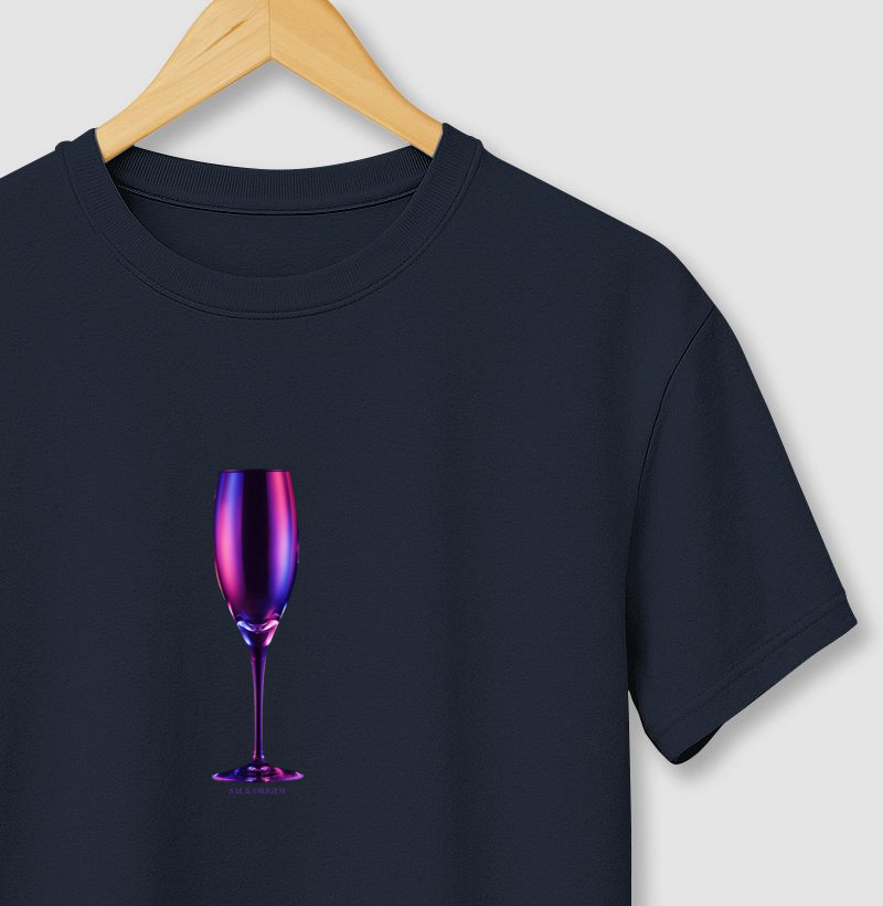 Taça espumante azul e rosa