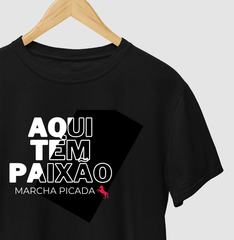 Camisa Aqui tem Paixão marcha picada