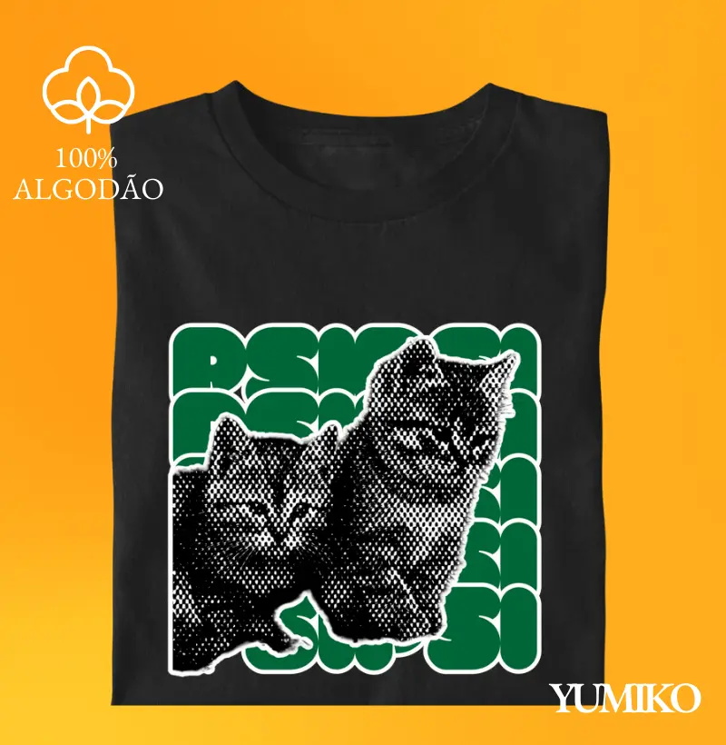 Tshirt em Algodão com Estampa Irmãos Gatinhos