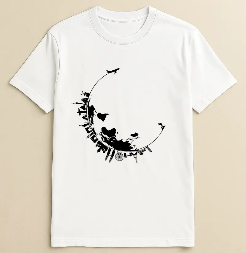 Camiseta Algodão Mochileiro pelo Mundo.
