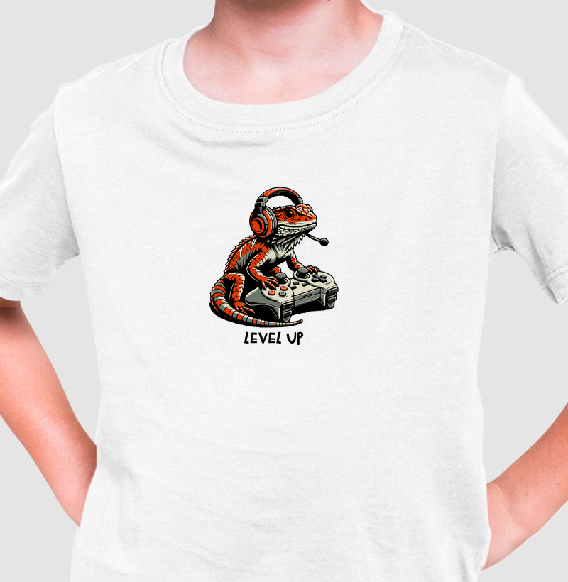 Camiseta Infantil “Calango Gamer - Level Up"