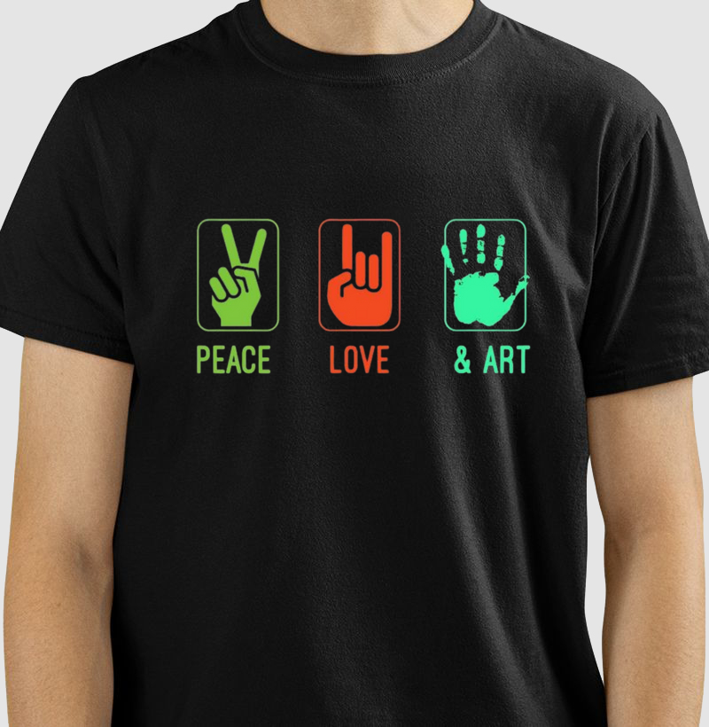 Camiseta Peace love & art