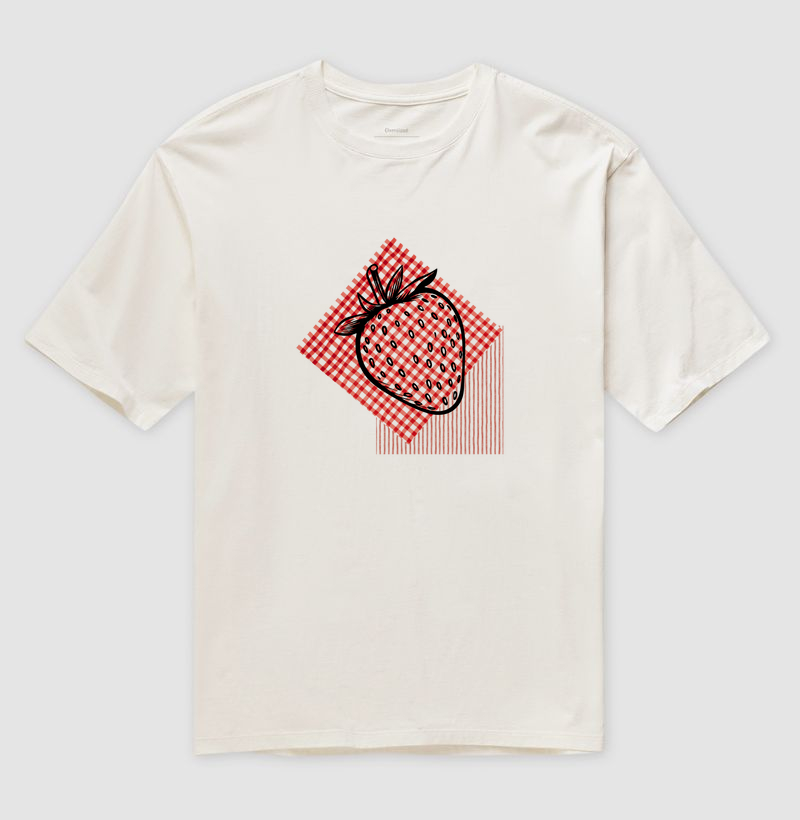 T-shirt morango xadrez