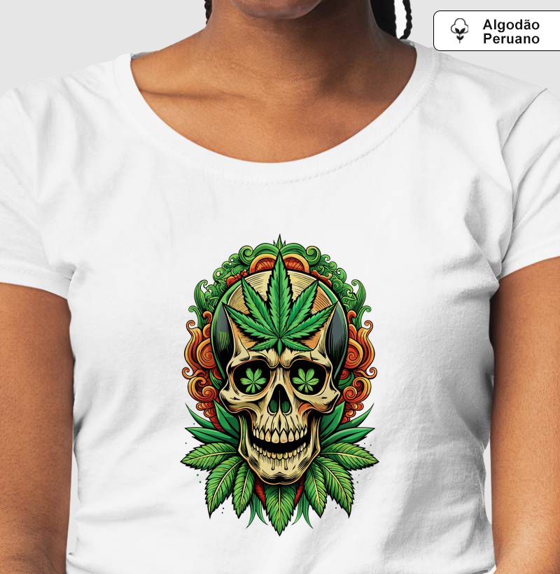 Camiseta Algodão Peruano Green Skull