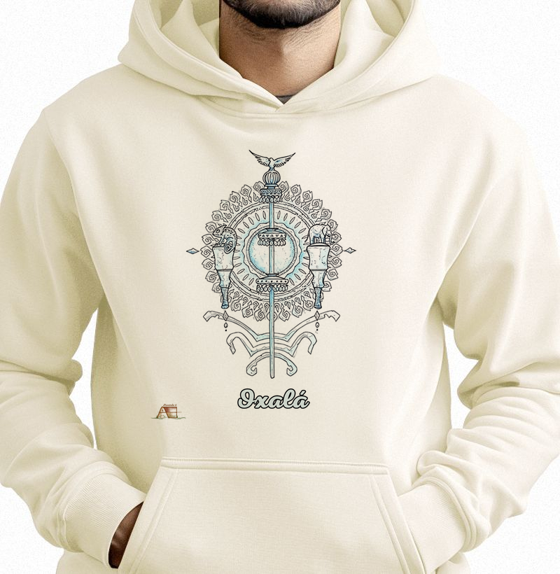 Hoodie Moletom Aruanda ê paxorô de Oxalá Paz e Axé em 100% Algodão