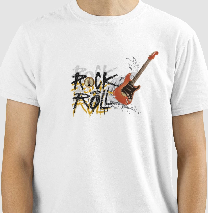 camiseta norteados pelo rock guitarra