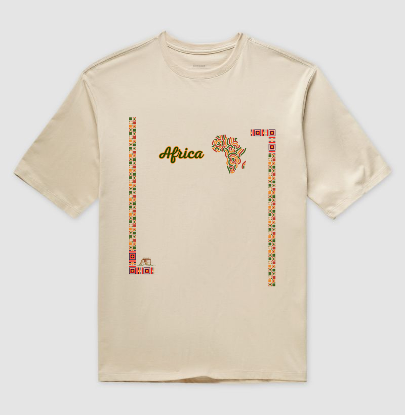 Camiseta Oversize Cores da África exclusiva 100% Algodão