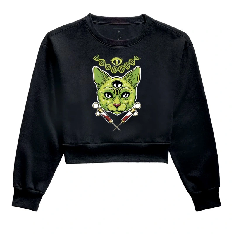 Moletom Cropped Green Cat 0014