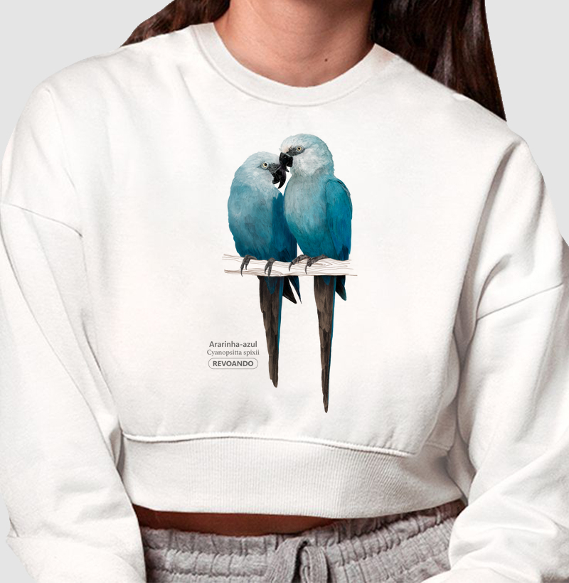 Inky Aves - Ararinha-azul - Moletom Cropeed
