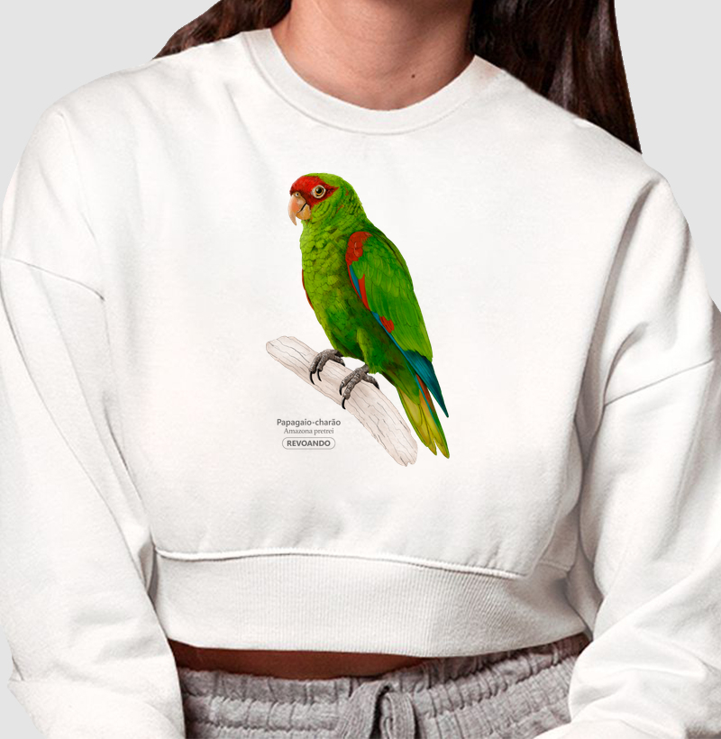 Aves do Brasil - Papagaio-charão - Moletom Cropped
