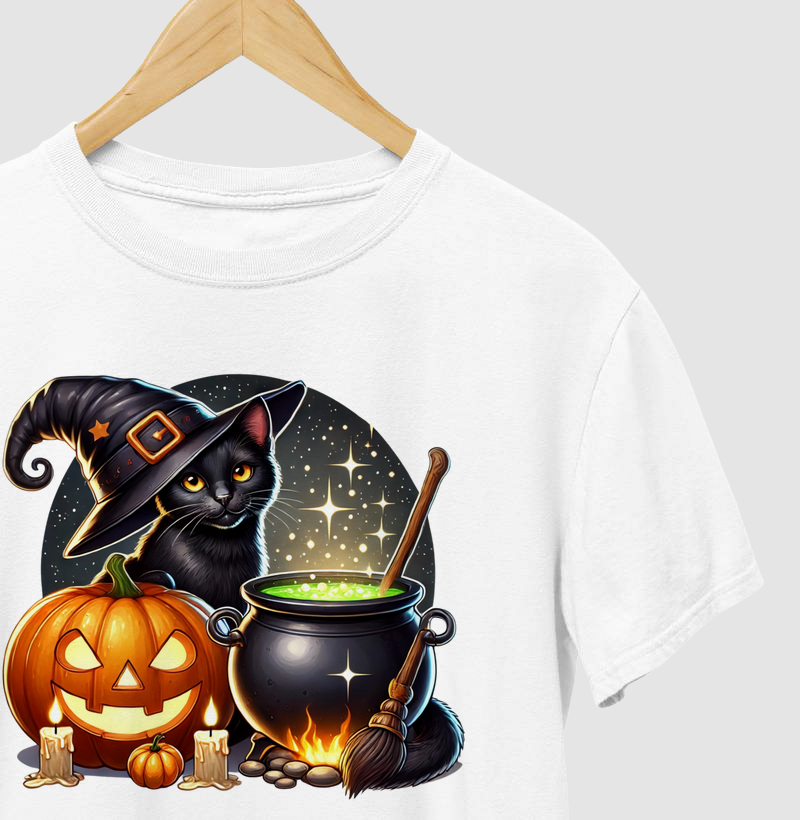 Camisa Gato Preto Halloween