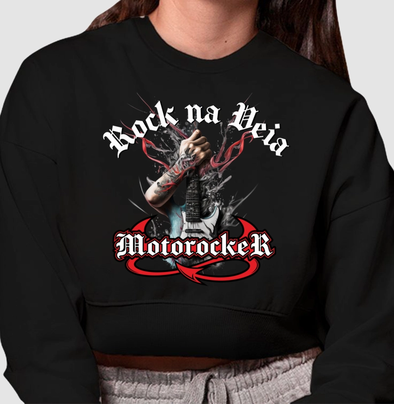 Motorocker Rock Na Veia Moleton Cropped