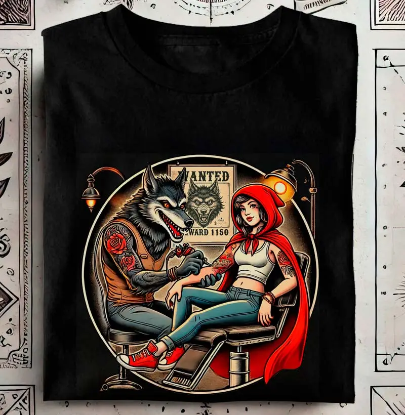 Lobo Mau tatuado a Chapeuzinho Vermelho