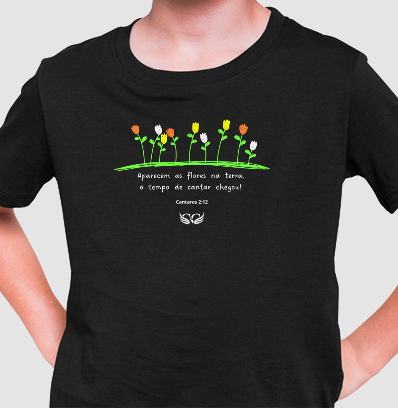 Camiseta Infantil Personalizada Aparecem as Flores na Terra