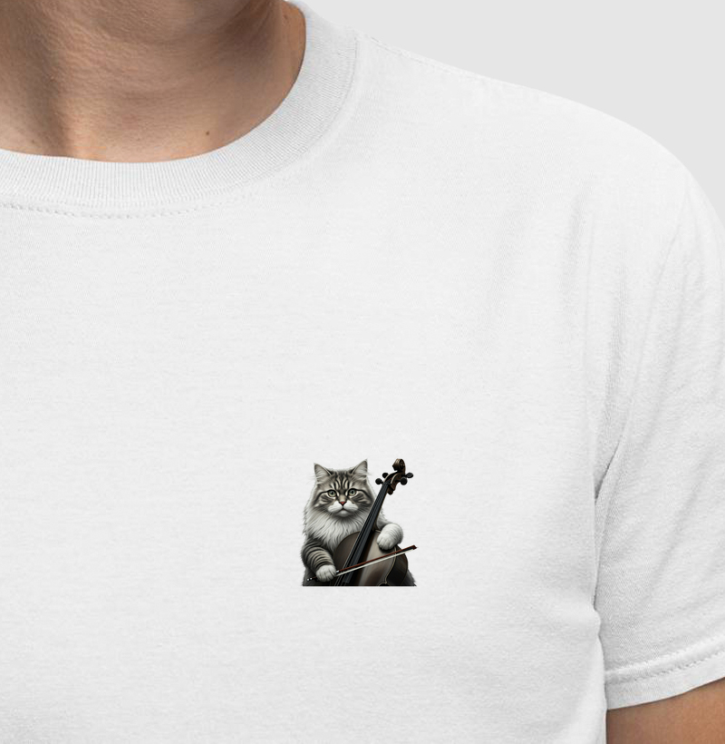 T-shirt Gato Violoncelista Minimalista