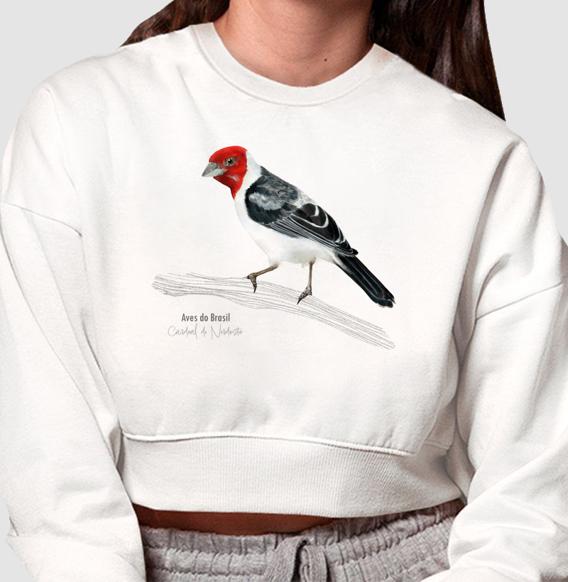 Aves do Brasil II - Cardeal do Nordeste - Moletom Cropped