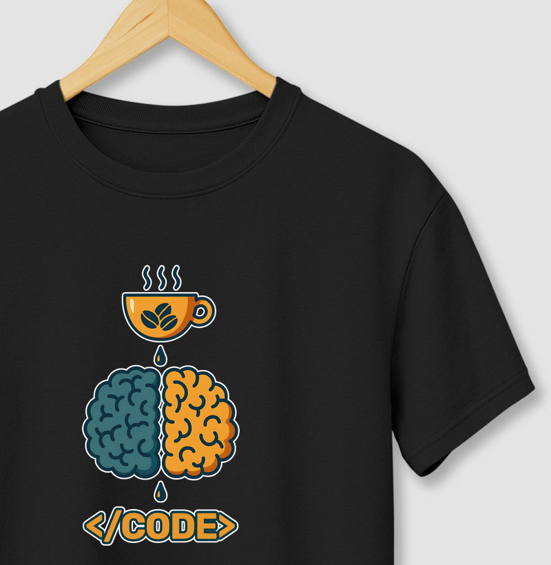 Coffee, brain, code | Camiseta