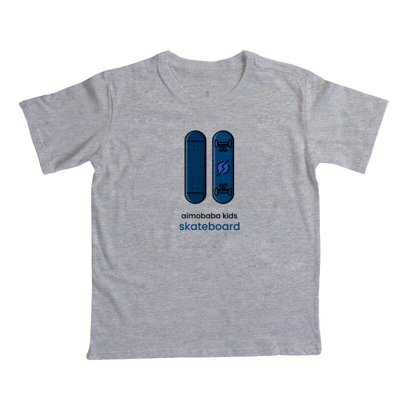 Camiseta Aimobaba Skate VR infantil cinza mescla