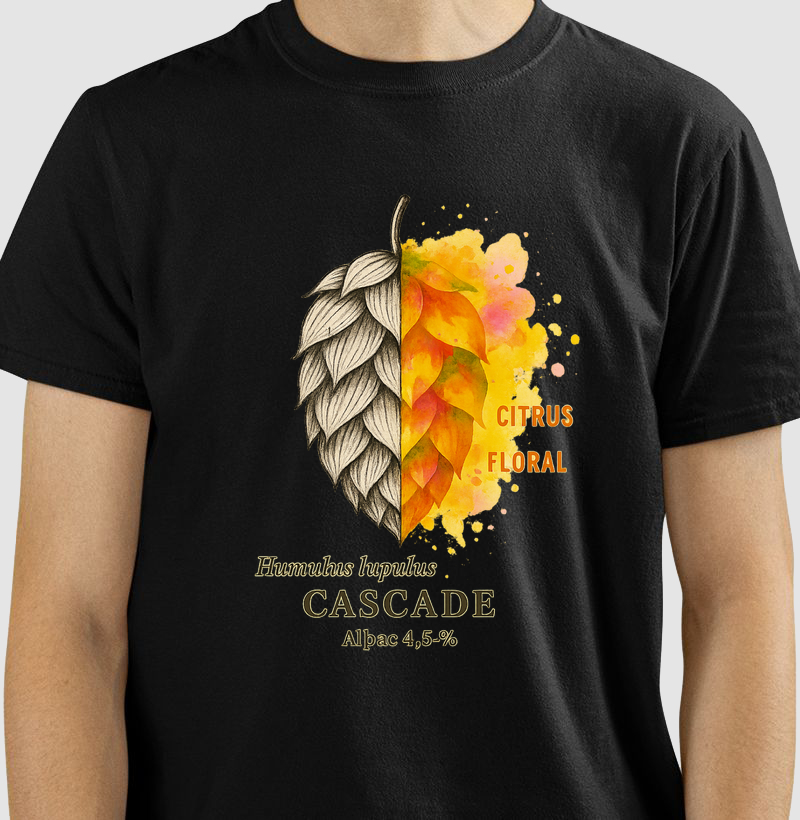 Camiseta Cascade Lúpulo – Citrus Floral e Estilo Aquarela