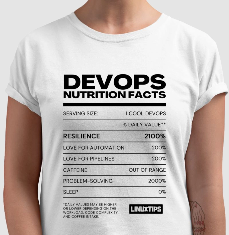 T-Shirt LINUXtips "DevOps Nutrition Facts"
