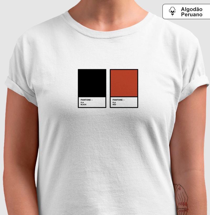 Camiseta Algodão Peruano Pantone Vermelho e Branco