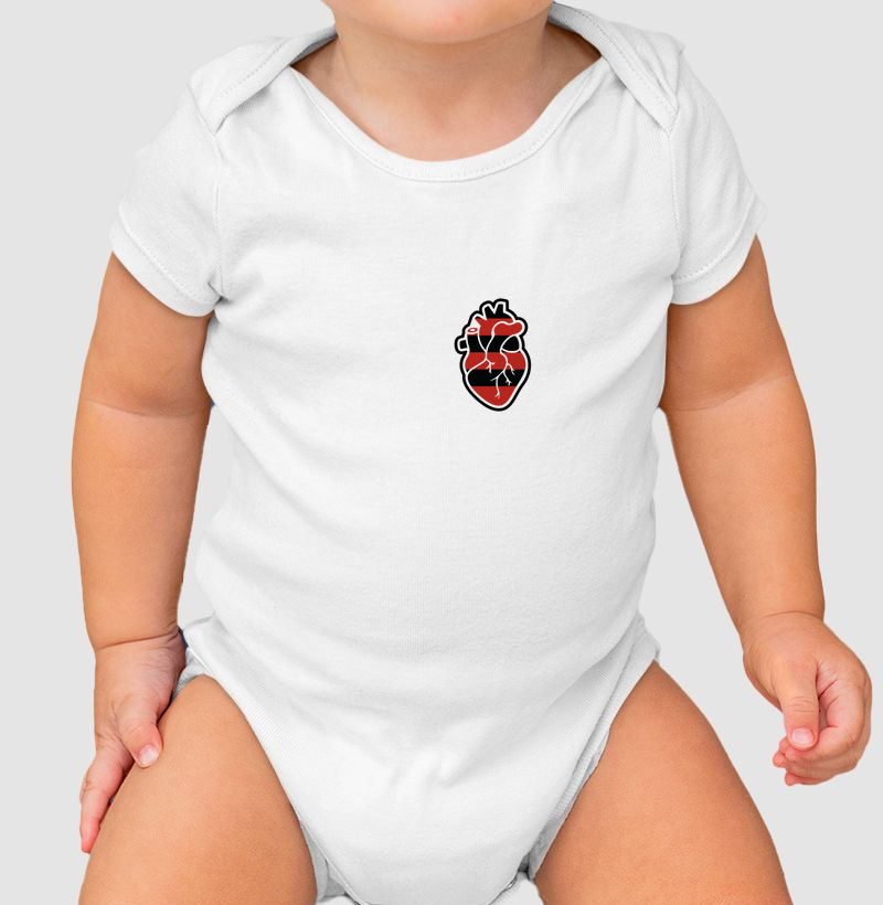 Body Infantil Coração Vermelho e Branco