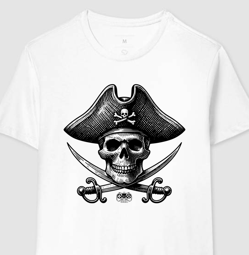 T-shirt -  Skull Pirate Black or White art