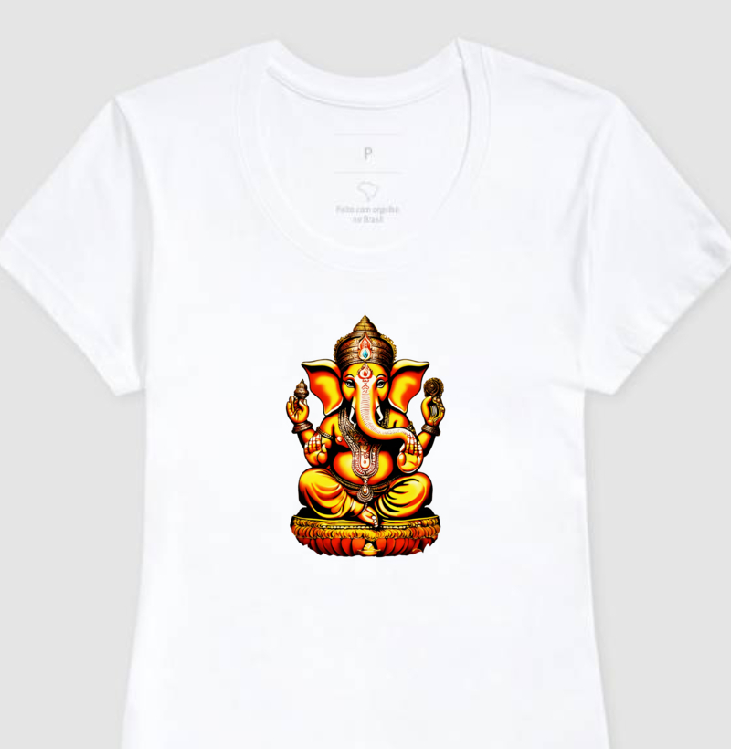 Camiseta Feminina Arquétipo Ganesha Sucesso e Prosperidade