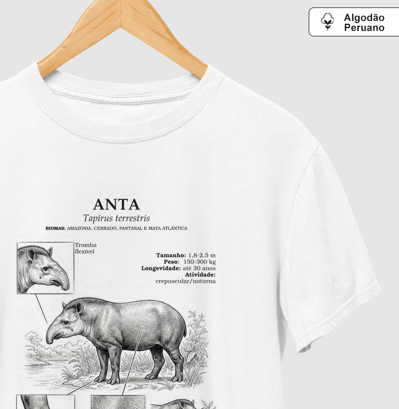 Camiseta Prime Anta Brasileira Vintage | Coleção Enciclopédia Tropical