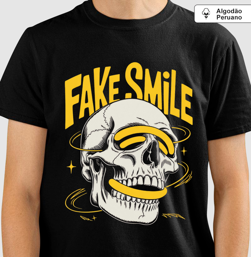 Camiseta "Fake Smile" - Sorriso Irônico