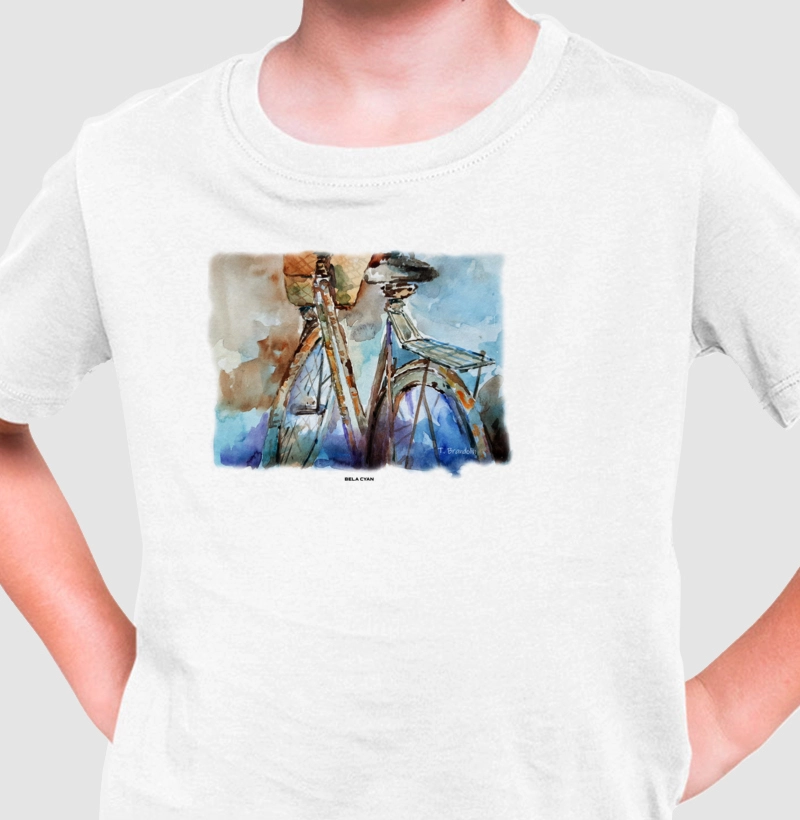 Camiseta Infantil Color Bike, em Aquarela