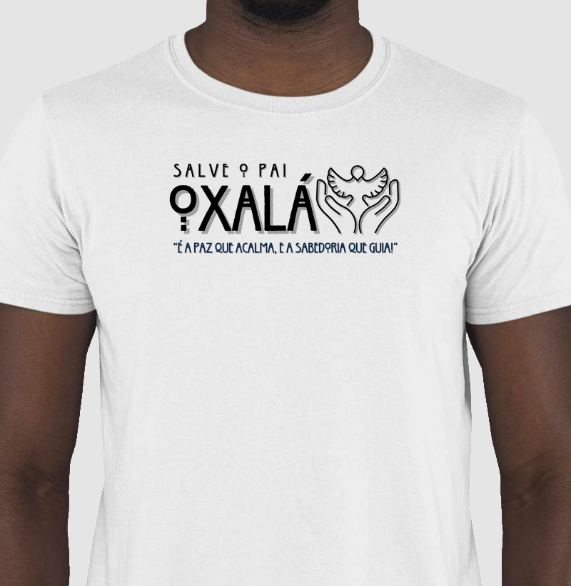 Camiseta Salve o Pai Oxalá Sombreada Branca Masc