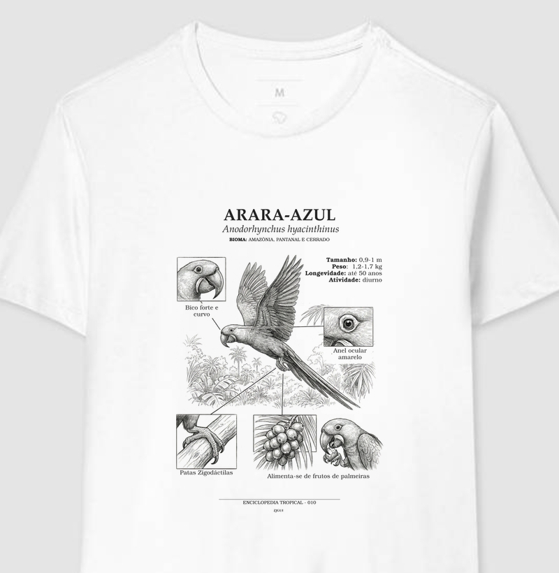 Camiseta Arara-Azul Vintage | Coleção Enciclopédia Tropical
