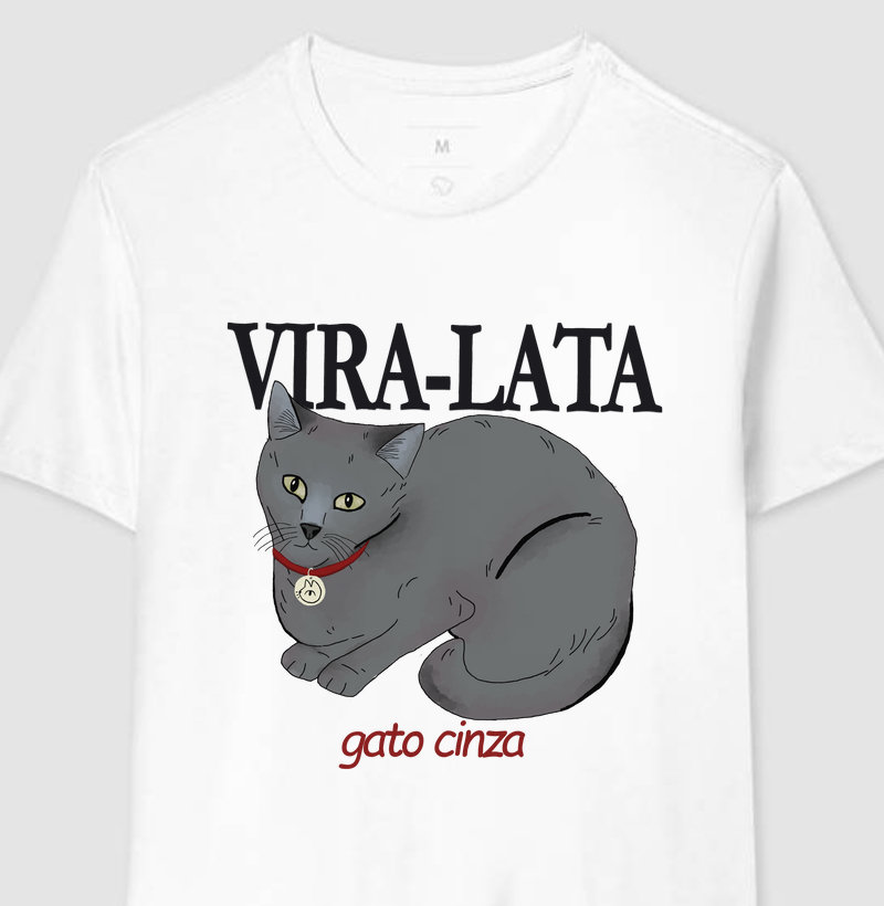 Camiseta Vira-Lata - Gato Cinza